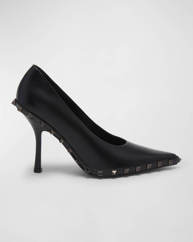 Rockstud Leather Stiletto Pumps